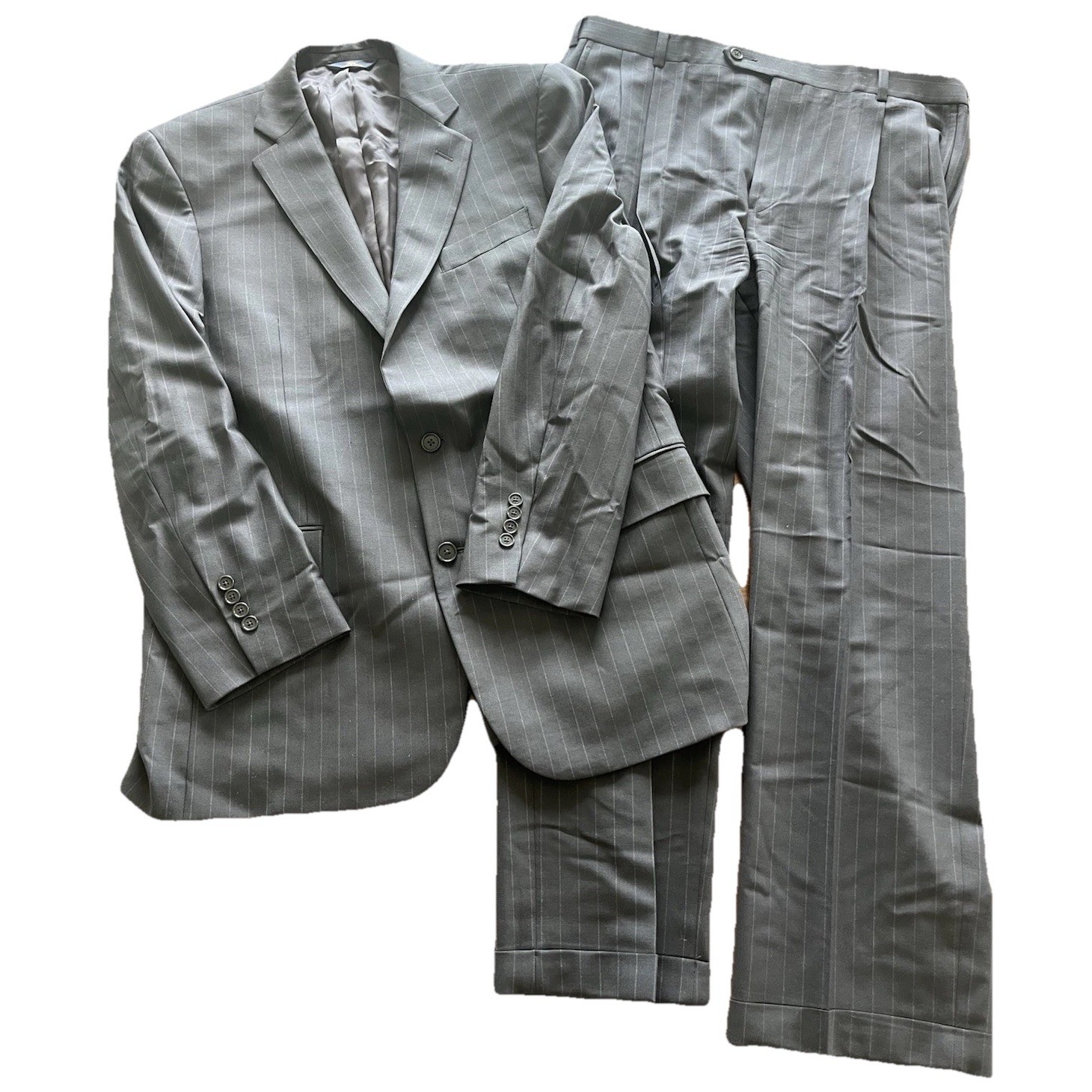 Brooks Brothers Suit Men's 43l Black Pinstripe 2-Piece 38/31 Pants 346 Stretch